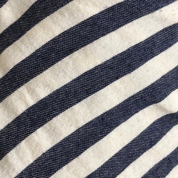 Aqua Blue White Striped Faux Wrap Dress, Large - Picture 4 of 10